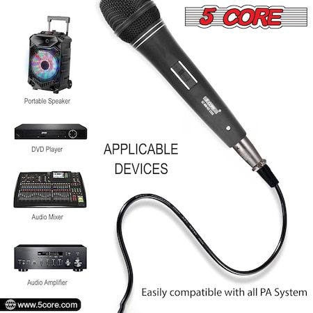 5 Core Metal Handheld Professional Mic 4 Piece/ Dynamic Mic with Cable and Clip, 4PK ND 235X 4PCS